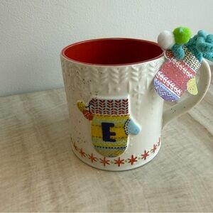 Anthropologie "Bundled Up" Monogram Stoneware Mug “E” NWT